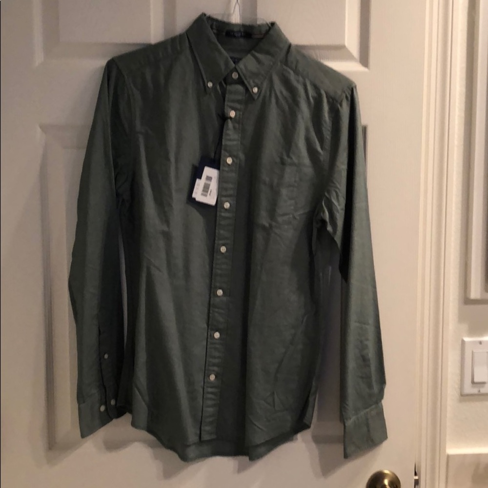 Pine Green Fitted Oxford Button Down Shirt